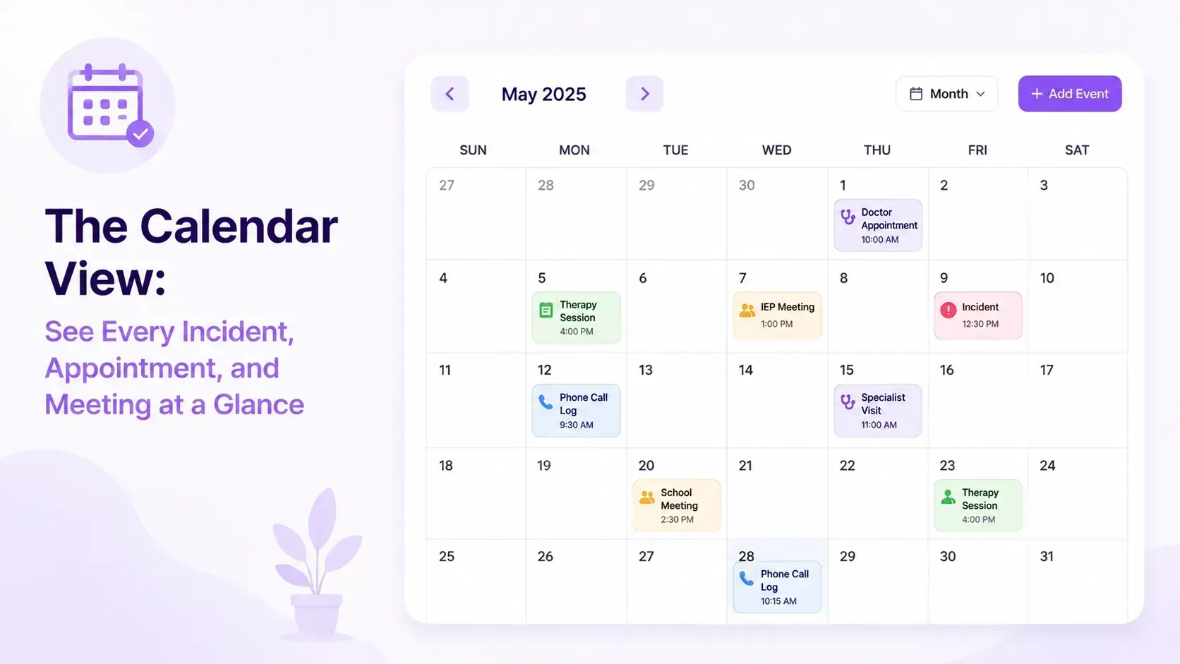 The Calendar View: See Every Incident, Appointment, and Meeting at a Glance